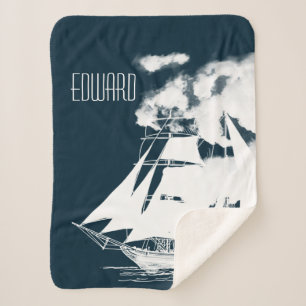 Cobertor Sherpa Náutica de Naves e Nuvens Altas