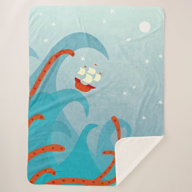 Cobertor Sherpa Navegação por Monstro do Mar (Frente)