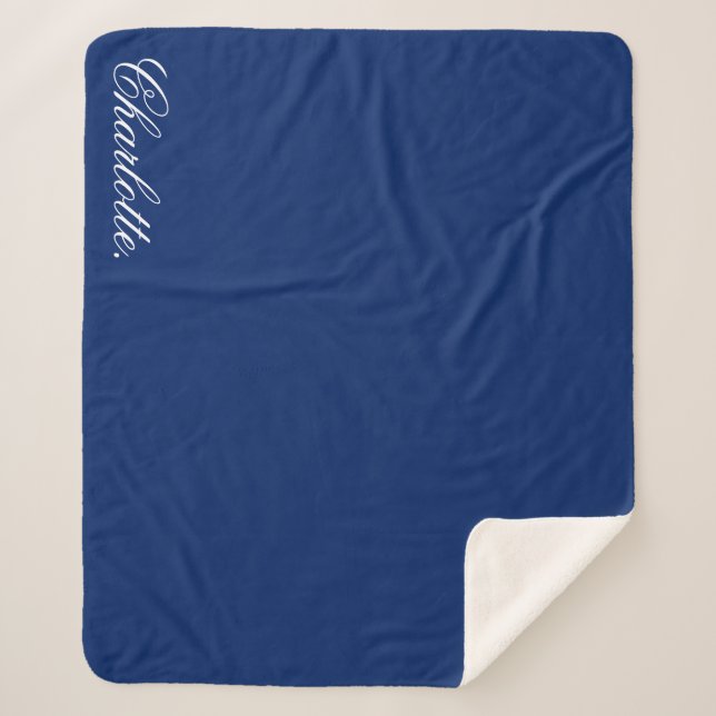Cobertor Sherpa Navy Personalizado com Nome Custom (Frente)
