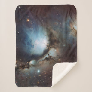 Cobertor Sherpa Nebulosa Órion Astronomia azul marrom bege céu est