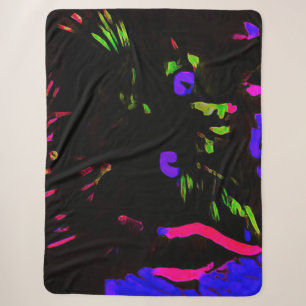 Cobertor Sherpa Neon Black Cat com olhos brilhantes