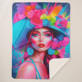 Cobertor Sherpa Neon Fantasy Floral Retrato