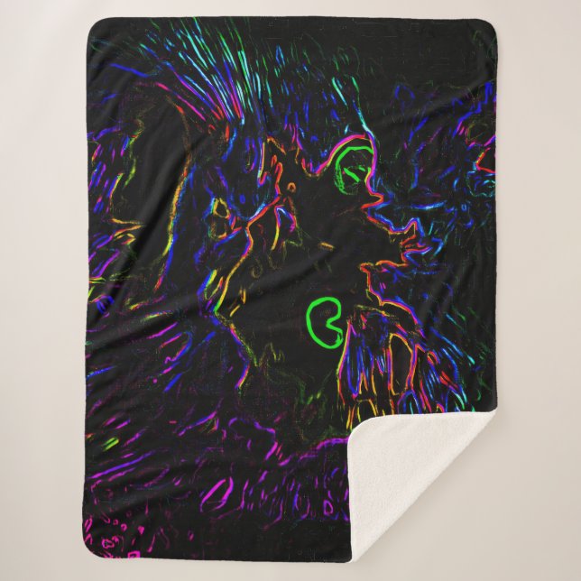 Cobertor Sherpa Neon Glow Cat (Frente)