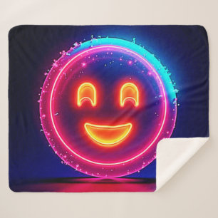Cobertor Sherpa Neon Smile: Desenho de Brilho Feliz e Radiante
