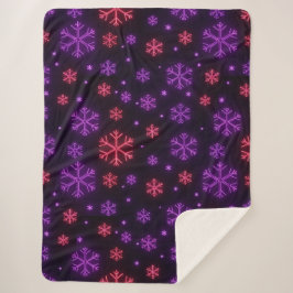 Cobertor Sherpa Neon Snowflakes