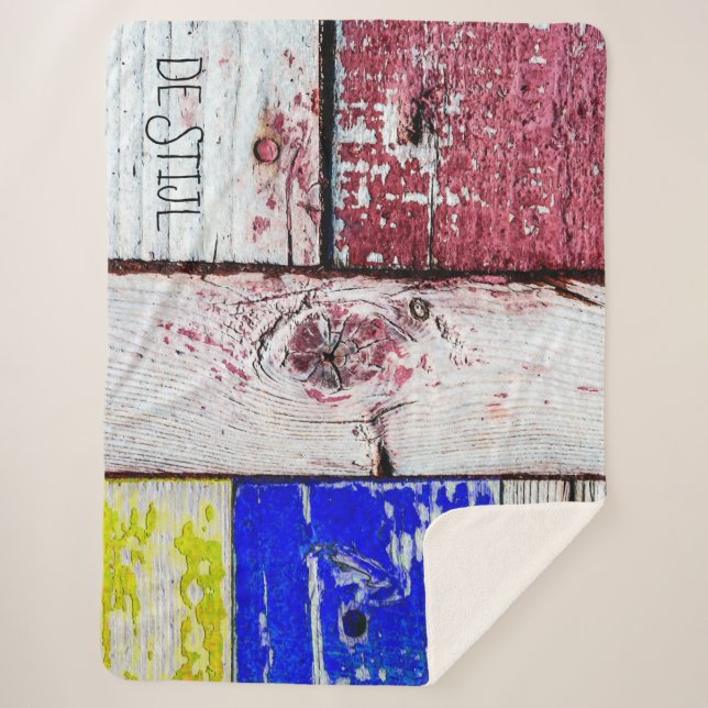 Cobertor Sherpa Neoplasticismo engraçado estilo de arte em madeira (Frente)