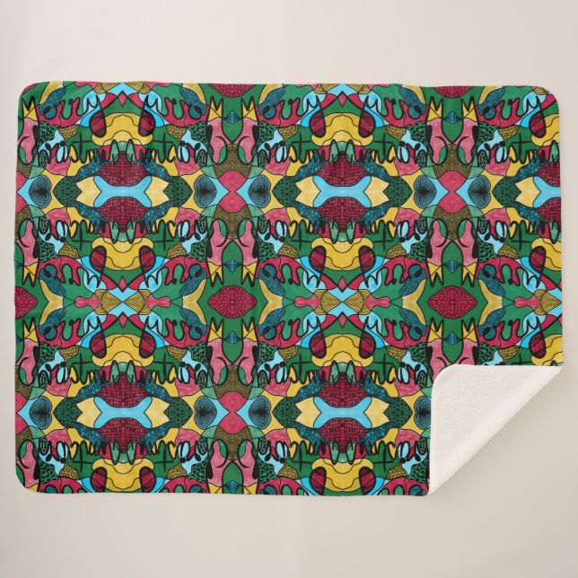 COBERTOR SHERPA NEUROGRÁFICO E LINHA PRETA DO NATAL DE MERRÍCULA (Frente (Horizontal))