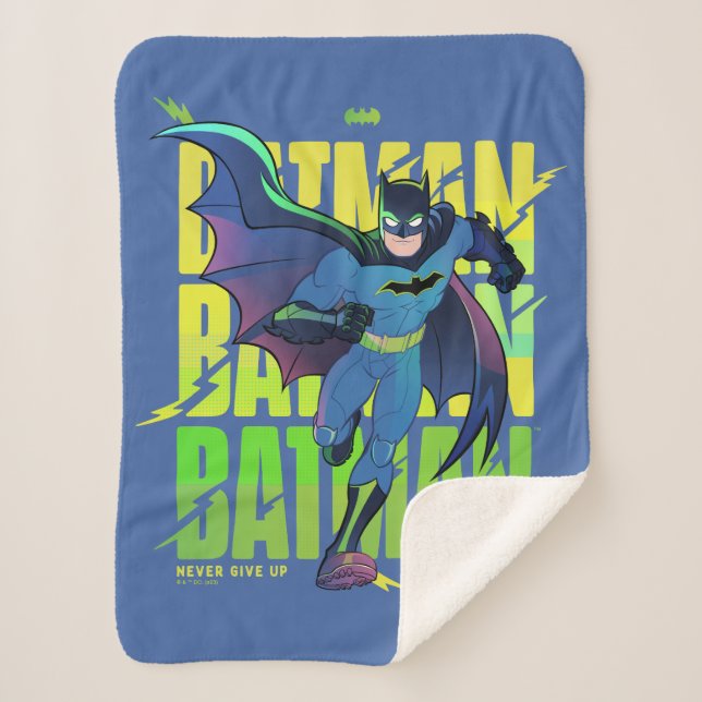 Cobertor Sherpa Never Give Up Batman Running Graphic (Frente)