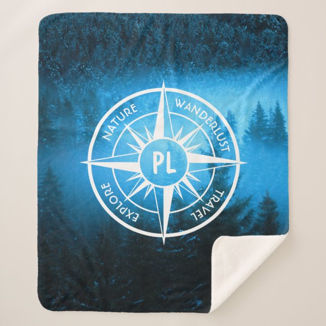 Cobertor Sherpa Névoa emblem monograma em estrela de pântano (Frente)