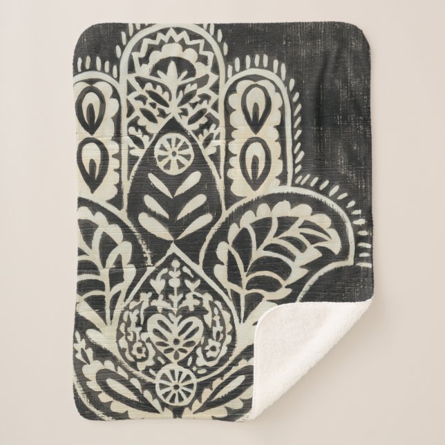 Cobertor Sherpa Night Hamsa (Frente)