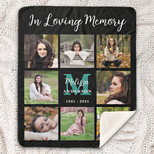 Cobertor Sherpa No Loving Memory Personalize 8 Picture Memorial