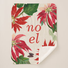 Cobertor Sherpa Noel Watercolor Poinsettia Floral