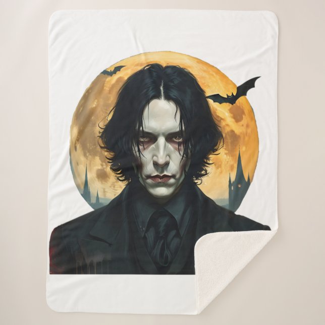 Cobertor Sherpa Noite de Halloween - Ascensão de vampiro (Frente)