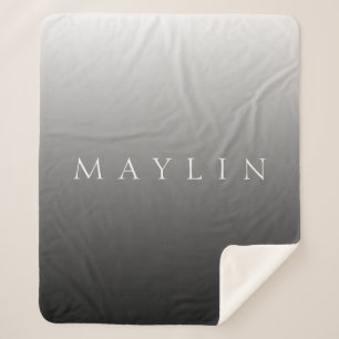 Cobertor Sherpa Nome Clássico ou Palavra   Cinzas de gradiente