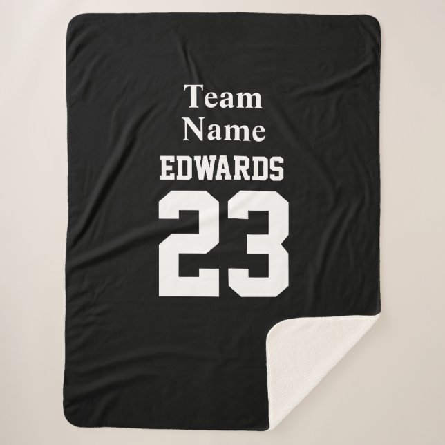Cobertor Sherpa Nome da Equipe Esportiva Personalizada Fleece Blan (Frente)