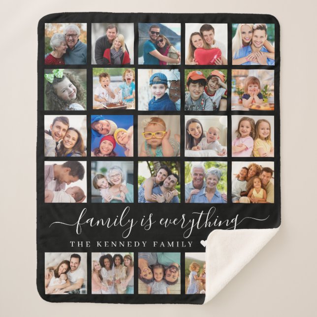 Cobertor Sherpa Nome da Família de Cotação de Colagem de Foto Simp (Frente)