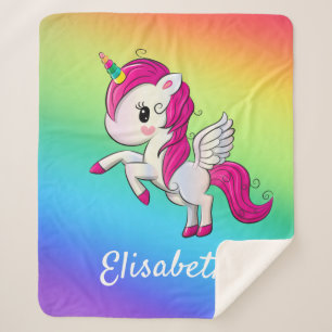 Cobertor Sherpa Nome das Crianças do Arco-Íris do Unicórnio mágico