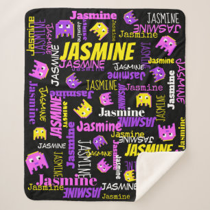 Cobertor Sherpa Nome das meninas pretas, cor-de-rosa, para jogos