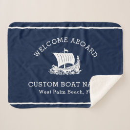 Cobertor Sherpa Nome de Barco Personalizado Moderno Náutico & Logo