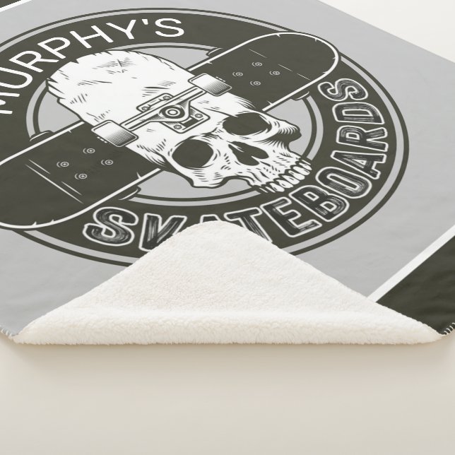 Cobertor Sherpa NOME DE Skater Personalizado Skate Skate Skull (3/4)