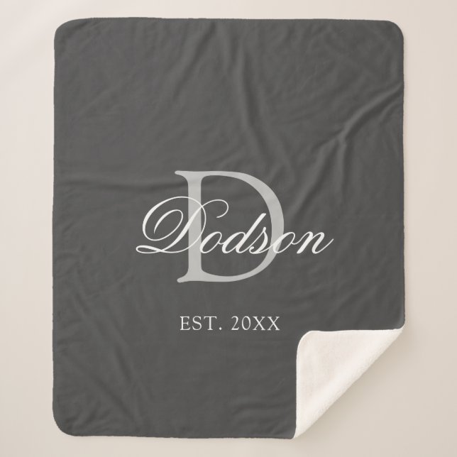 Cobertor Sherpa Nome do Ano Estabelecido da Cinza Elegante (Frente)