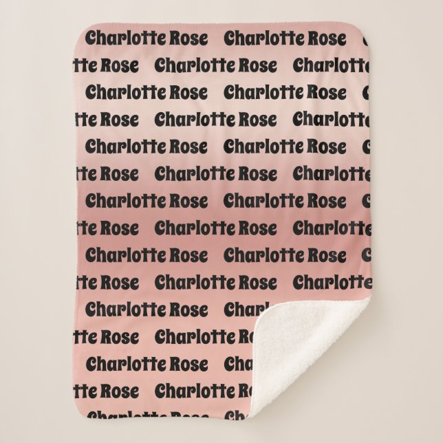 Cobertor Sherpa Nome do Bebê Personalizado por Push (Frente)
