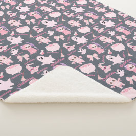 Cobertor Sherpa Nome do Dia das Bruxas de Bonitos Rosa-Rosa-Flanco