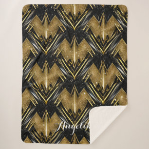 Cobertor Sherpa Nome do diafrão personalizado do abstrato Dourado
