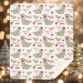 Cobertor Sherpa Nome do Dinossauro de Natal Santasaurus