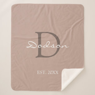 Cobertor Sherpa Nome do Monograma da Família de Script de Areia Mo