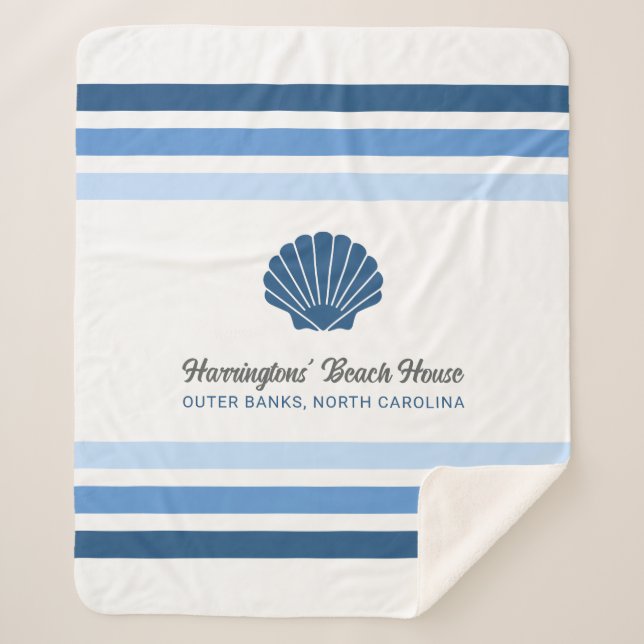 Cobertor Sherpa Nome e local personalizados Casa de praia (Frente)