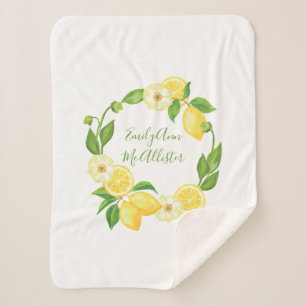 Cobertor Sherpa Nome floral do bebê do citrino amarelo conhecido