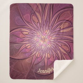 Cobertor Sherpa Nome Floral Fractal de Frutas Moderno Abstrato