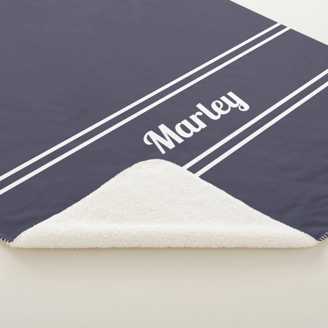 Cobertor Sherpa Nome Minimal Moderno com Monograma em Script Chic  (3/4)
