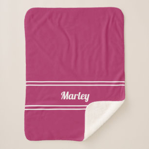 Cobertor Sherpa Nome Minimal Moderno Monograma Script Rosa Menina