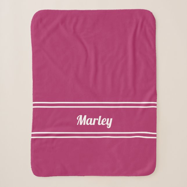 Cobertor Sherpa Nome Minimal Moderno Monograma Script Rosa Menina (Frente)