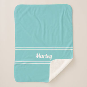 Cobertor Sherpa Nome Mínimo Moderno Monogrammed Script Teal Green