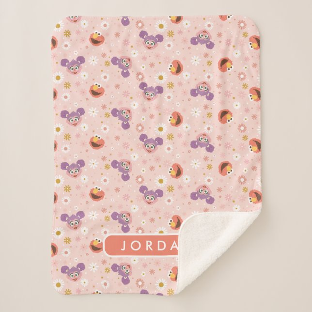 Cobertor Sherpa Nome Personalizado Abby Cadabby & Elmo | Padrão Wo (Frente)