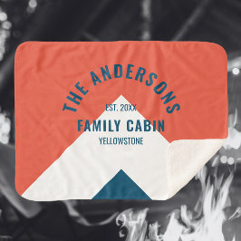 Cobertor Sherpa Nome Personalizado Cabine Família Retro Marinho Ve