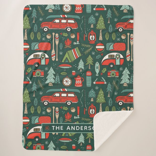 Cobertor Sherpa Nome Personalizado Campanha de Natal Russo (Frente)