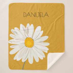 Cobertor Sherpa Nome Personalizado da Daisy Flower Branca