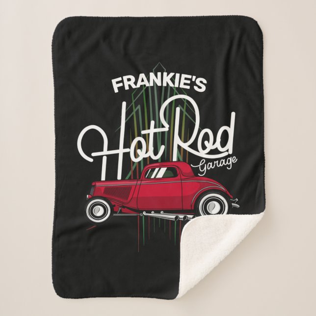 Cobertor Sherpa Nome PERSONALIZADO da Garagem de Estrada Quente (Frente)