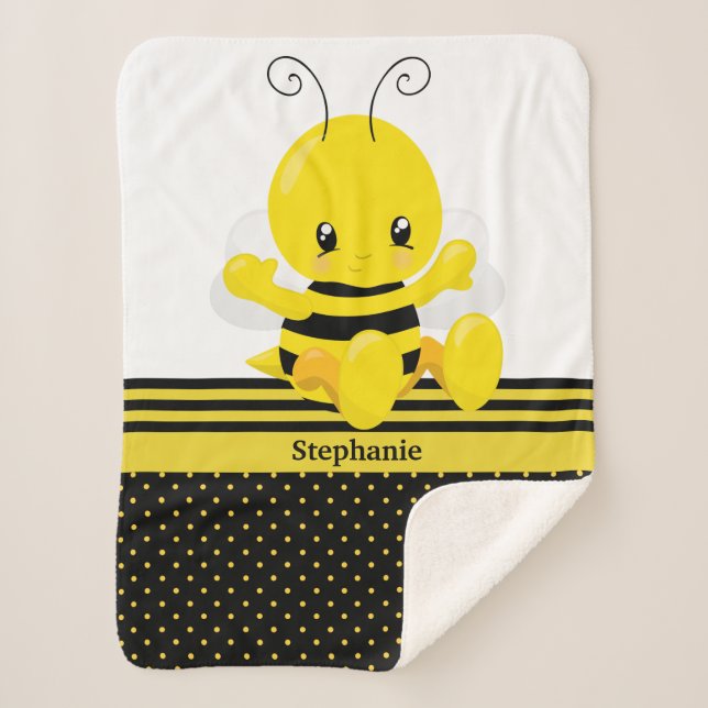 Cobertor Sherpa Nome Personalizado Da Querida Bee (Frente)