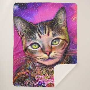 Cobertor Sherpa Nome Personalizado de Cat Rosa