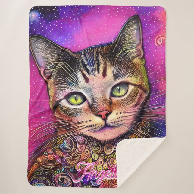 Cobertor Sherpa Nome Personalizado de Cat Rosa (Frente)