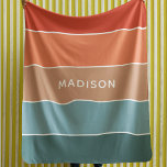 Cobertor Sherpa Nome Personalizado de Colorção de Terra Colorida M<br><div class="desc">Este design colorido e moderno apresenta um padrão de blocos coloridos em azul,  marrom e laranja com seu nome personalizado #cobertores #quarto #bedroomdecor #gifts</div>