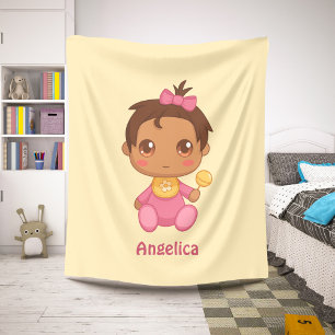 Cobertor Sherpa Nome Personalizado de Jumpcase Rosa Bebê