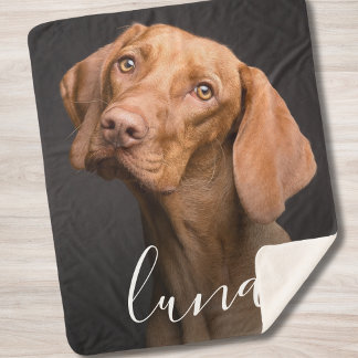 Cobertor Sherpa Nome Personalizado de Pet de Fotografia