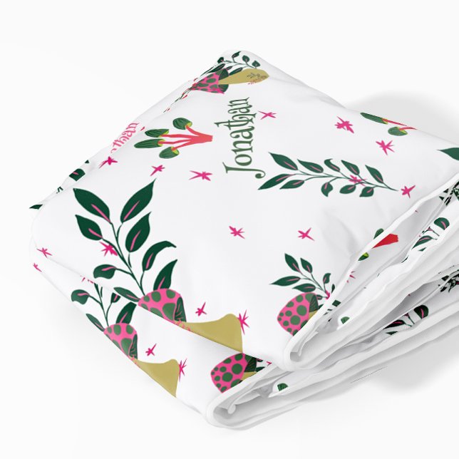 Cobertor Sherpa Nome Personalizado do Encantador de Fadas de Folha (Your Baby Custom Name!)