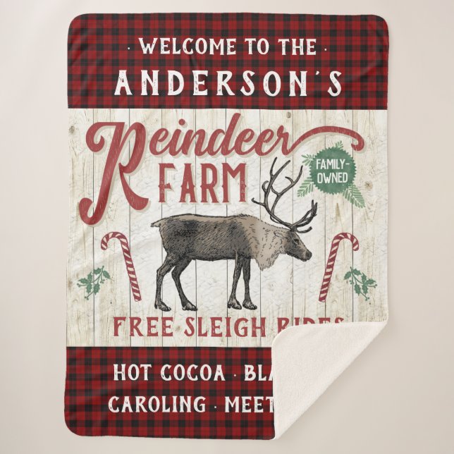 Cobertor Sherpa Nome Personalizado Do Farmhouse Da Fazenda Rustic  (Frente)